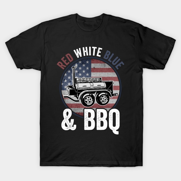 Funny Grilling Dad BBQ 4th Of July USA American Flag T-Shirt by Visual Vibes